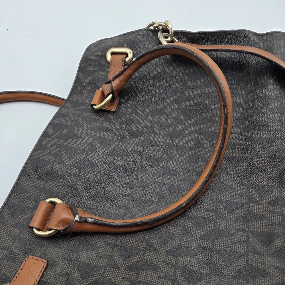 Michael Kors Hamilton Large Satchel Satchel/Top Handle Bag Logo Pattern Brown